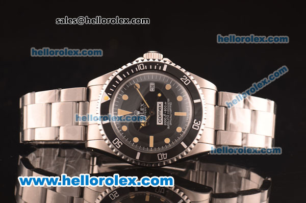 Rolex Submariner Oyster Perpetual Comenx Swiss ETA 2836 Automatic Full Steel with Black Dial and Yellow Markers - Click Image to Close
