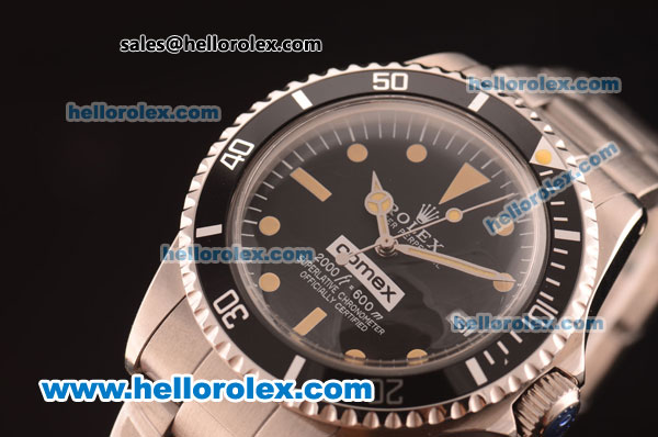 Rolex Submariner Oyster Perpetual Comenx Swiss ETA 2836 Automatic Full Steel with Black Dial and Yellow Markers - Click Image to Close
