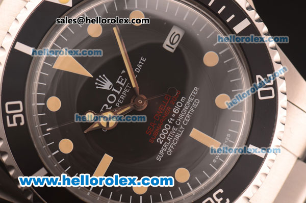 Rolex Sea-Dweller Submariner 2000 Swiss ETA 2836 Automatic Full Steel with Yellow Markers-ETA Coating - Click Image to Close