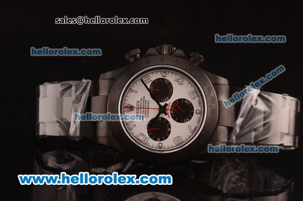 Rolex Daytona Chronograph Swiss Valjoux 7750 Automatic Brushed Full PVD with White Dial and Numeral Markers - Click Image to Close