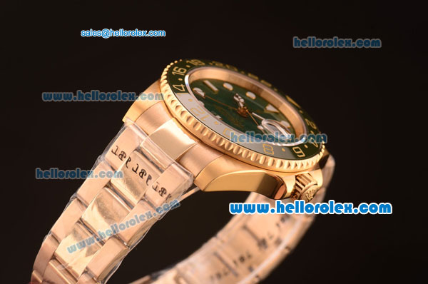 Rolex GMT Master II Swiss ETA 2836 Automatic Gold Case with Green Dial and Steel Strap - Click Image to Close