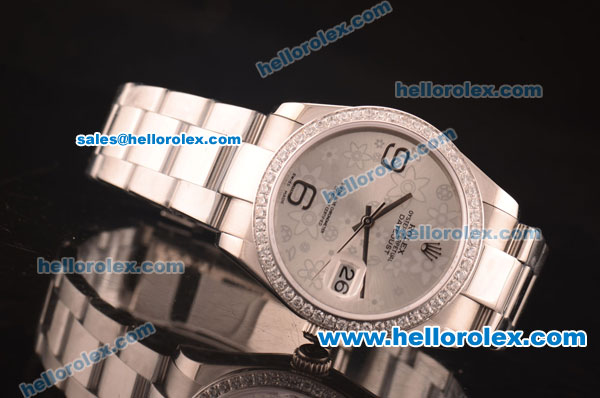 Rolex Datejust Swiss ETA 2836 Automatic Full Steel with Diamond Bezel and Illustrated Dial - Click Image to Close