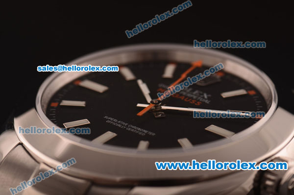 Rolex Milgauss Swiss ETA 3131 Automatic Full Steel with Black Dial and Stick Markers - Click Image to Close