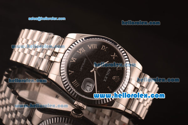 Rolex Datejust Oyster Perpetual Date Automatic with Black Dial and Roman Marking-Small Calendar - Click Image to Close