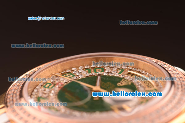 Rolex Day-Date Automatic Movement Diamond&Green Dial with Diamond Rose Gold Bezel and Green Marking - Click Image to Close
