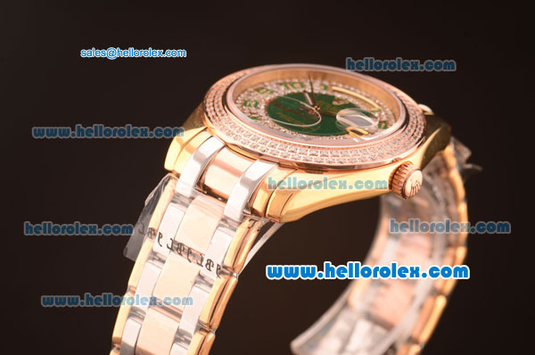 Rolex Day-Date Automatic Movement Diamond&Green Dial with Diamond Rose Gold Bezel and Green Marking - Click Image to Close