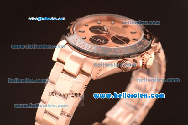 Rolex Daytona Automatic Full Rose Gold with PVD Bezel and Rose Gold Dial-7750 Coating - Click Image to Close
