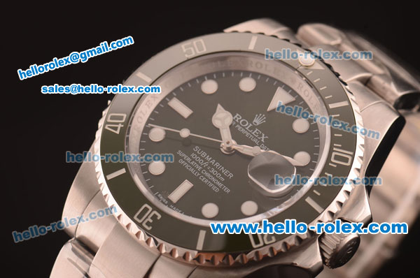Rolex Submariner Rolex 3135 Automatic Full Steel with Ceramic Bezel and Green Dial-1:1 Original - Click Image to Close