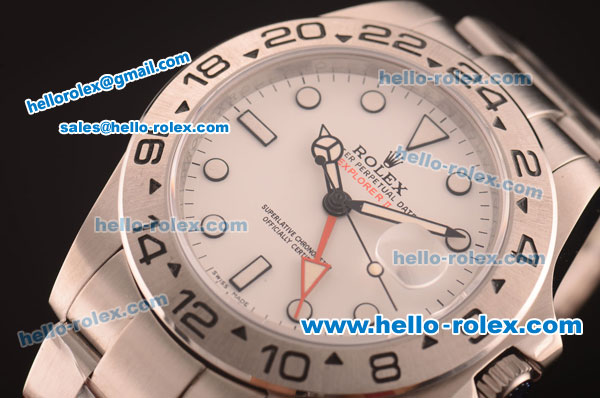 Rolex Explorer II GMT Swiss ETA 2836 Automatic Full Steel with White Dial-1:1 Original - Click Image to Close