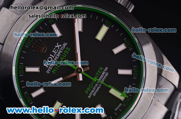 Rolex Milgauss Swiss ETA 2836 Automatic Full PVD Case with Black Dial - Click Image to Close