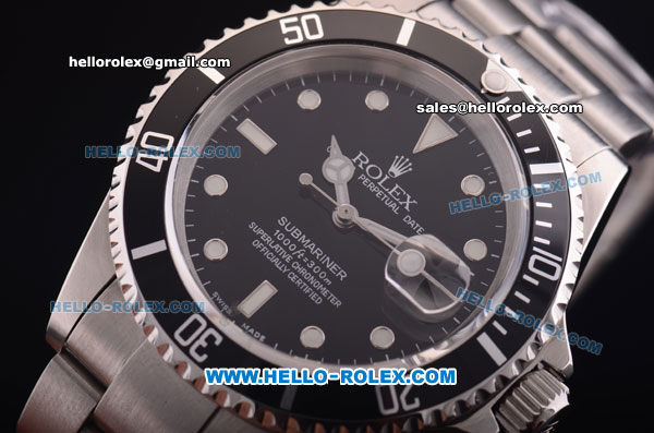 Rolex Submariner Super Clone Rolex 3135 Movement Full Steel with PVD Bezel and Black Dial (LF) - Click Image to Close