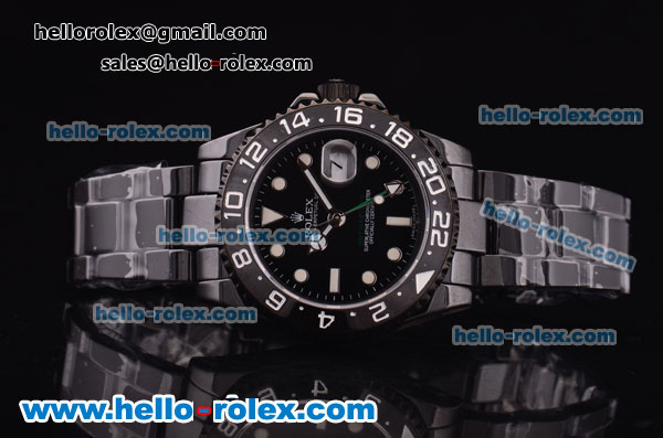 Rolex GMT Asia 2813 Automatic Full Black Ceramic with Black Dial and White Markers - Click Image to Close