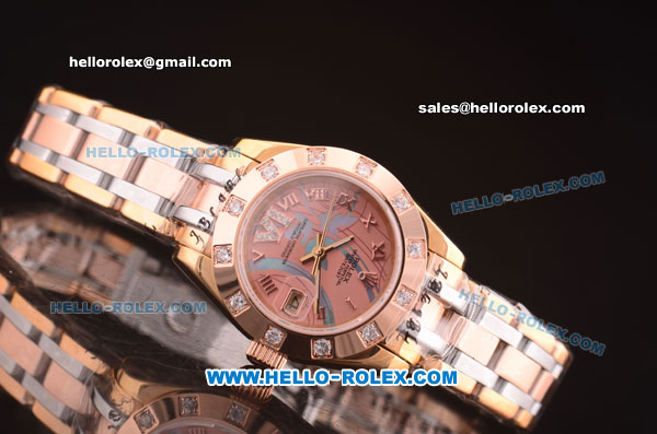 Rolex Datejust Automatic Yellow Gold Case with Diamond Bezel and Pink MOP Dial-29mm - Click Image to Close