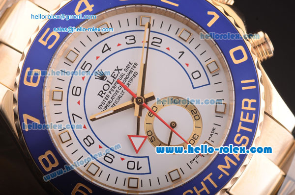 Rolex Yacht Master II Oyster Perpetual Swiss ETA 2813 Full Gold and White Dial - Click Image to Close