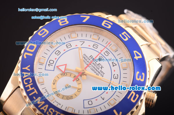 Rolex Yacht Master II Oyster Perpetual Swiss ETA 2813 Full Gold and White Dial - Click Image to Close