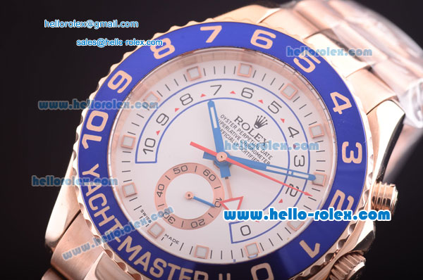 Rolex Yacht Master II Oyster Perpetual Swiss ETA 2813 Full Rose Gold and White Dial - Click Image to Close
