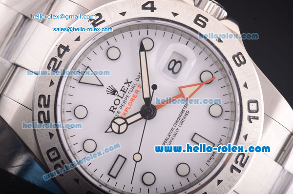 Rolex Explorer II Swiss ETA 2836 Automatic Full Steel with White Dial and White Markers - Click Image to Close