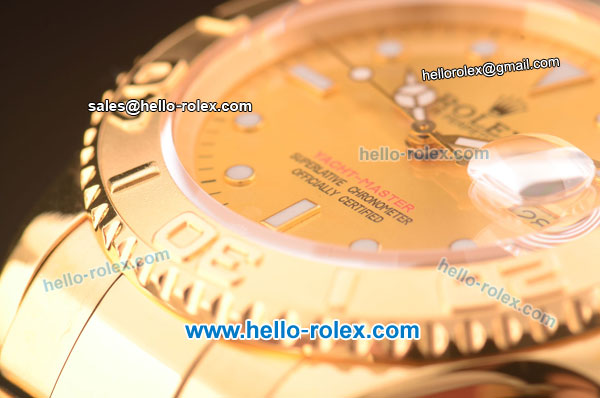 Rolex Yachtmaster Swiss ETA 2836 Automatic Full Gold with Gold Dial 10 Micron Plated-1:1 Original - Click Image to Close