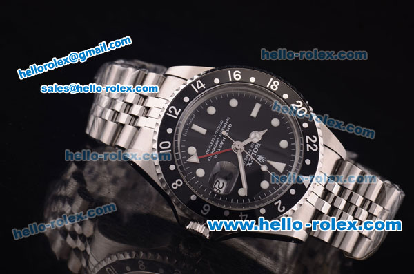 Rolex GMT Master Vintage Swiss ETA 2836 Automatic Full Steel with PVD Bezel and Black Dial - Click Image to Close