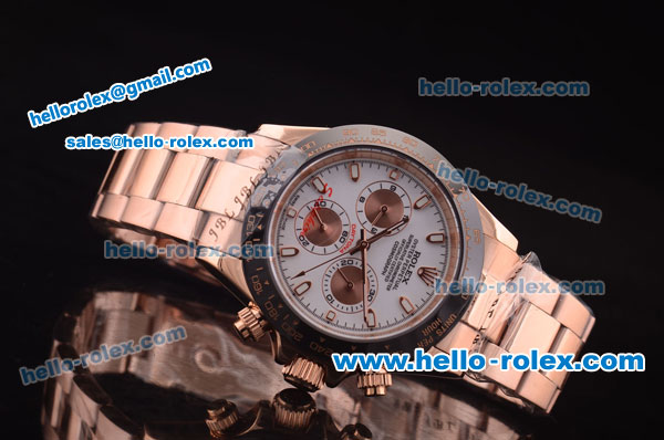 Rolex Daytona Automatic Full Rose Gold with PVD Bezel and White Dial - Click Image to Close