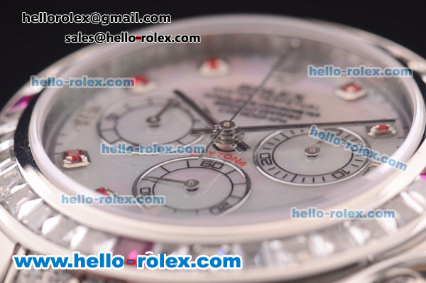 Rolex Daytona Chronograph Swiss Valjoux 7750 Automatic Steel Case with Diamond Bezel and White MOP Dial - Click Image to Close