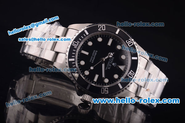 Rolex Oyster Perpetual Submariner Swiss ETA 2836 Automatic Full Steel with Black Bezel and Black Dial - Click Image to Close