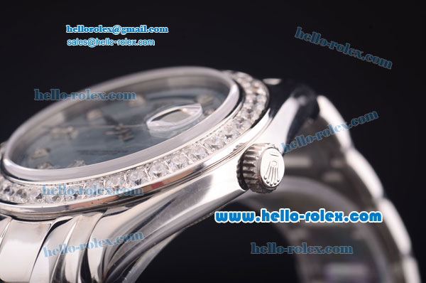 Rolex Day-Date Oyster Perpetual Chronometer Automatic with Light Blue Dial and Diamond Bezel-Diamond Marking-Small Calendar - Click Image to Close