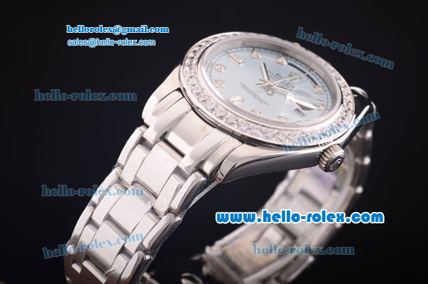 Rolex Day-Date Oyster Perpetual Chronometer Automatic with Light Blue Dial and Diamond Bezel-Diamond Marking-Small Calendar - Click Image to Close