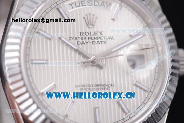 Rolex Day-Date II Swiss ETA 2836 Automatic Stainless Steel Case/Bracelet with Silver Dial and Stick Markers (BP) - Click Image to Close