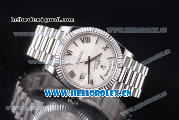Rolex Day-Date II Swiss ETA 2836 Automatic Stainless Steel Case/Bracelet with White Dial and Roman Numeral Markers (BP) - Click Image to Close