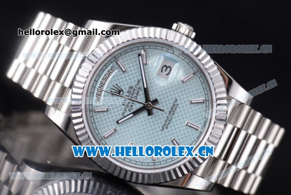 Rolex Day-Date II Swiss ETA 2836 Automatic Stainless Steel Case/Bracelet with Light Blue Dial and Stick Markers (BP) - Click Image to Close