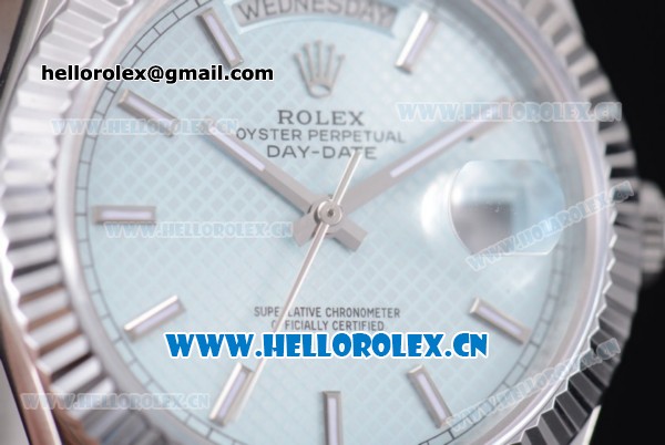 Rolex Day-Date II Swiss ETA 2836 Automatic Stainless Steel Case/Bracelet with Light Blue Dial and Stick Markers (BP) - Click Image to Close
