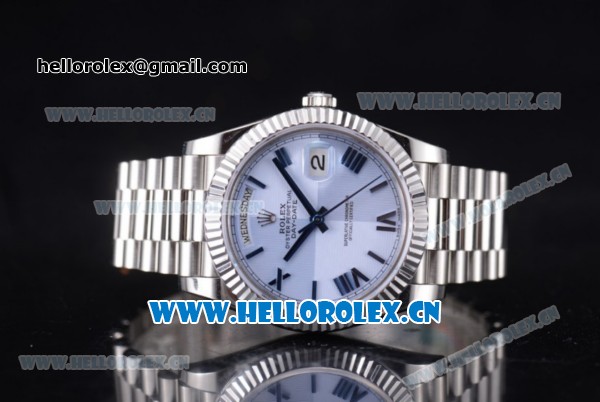Rolex Day-Date II Swiss ETA 2836 Automatic Stainless Steel Case/Bracelet with Blue Dial and Roman Numeral Markers (BP) - Click Image to Close