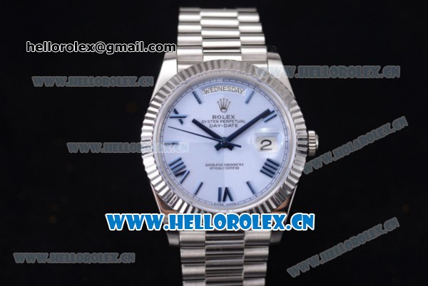 Rolex Day-Date II Swiss ETA 2836 Automatic Stainless Steel Case/Bracelet with Blue Dial and Roman Numeral Markers (BP) - Click Image to Close