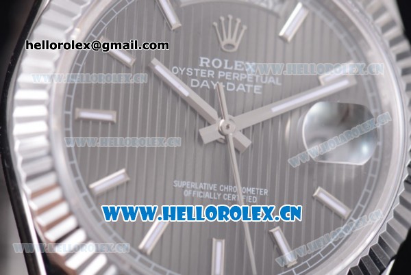 Rolex Day-Date II Swiss ETA 2836 Automatic Stainless Steel Case/Bracelet with Black Dial and Stick Markers (BP) - Click Image to Close