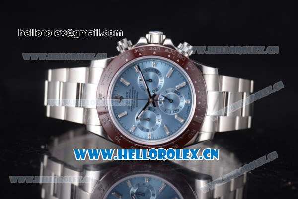Rolex Daytona Clone Rolex 4130 Automatic Stainless Steel Case/Bracelet with Blue Dial and Stick Markers (EF) - Click Image to Close