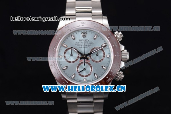 Rolex Daytona Clone Rolex 4130 Automatic Stainless Steel Case/Bracelet with Stick Markers and Blue Dial (EF) - Click Image to Close