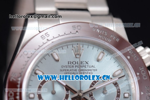 Rolex Daytona Clone Rolex 4130 Automatic Stainless Steel Case/Bracelet with Stick Markers and Blue Dial (EF) - Click Image to Close