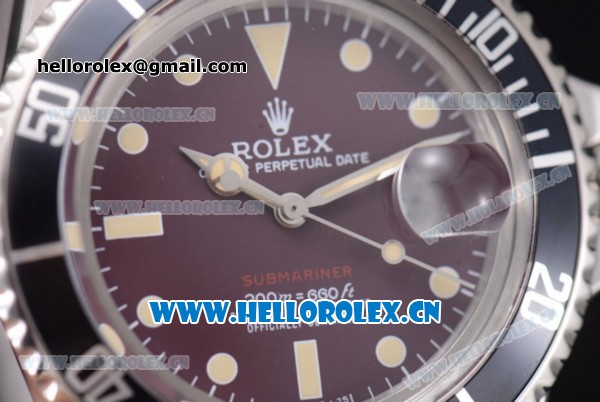 Rolex Submariner Swiss ETA 2836 Automatic Stainless Steel Case/Bracelet with Red Dial and Dot Markers - Click Image to Close