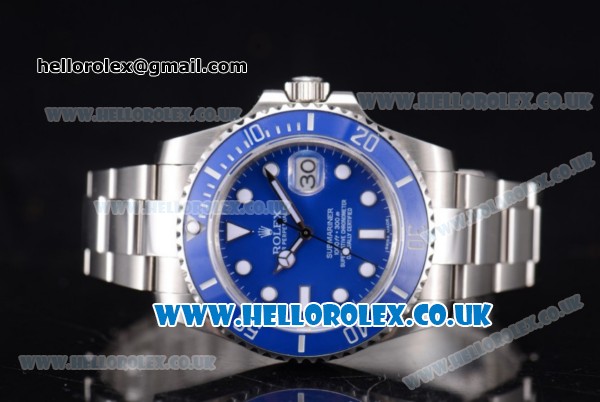 Rolex Submariner Swiss ETA 2836 Automatic Stainless Steel Case/Bracelet with Blue Dial and Dot Markers (BP) - Click Image to Close