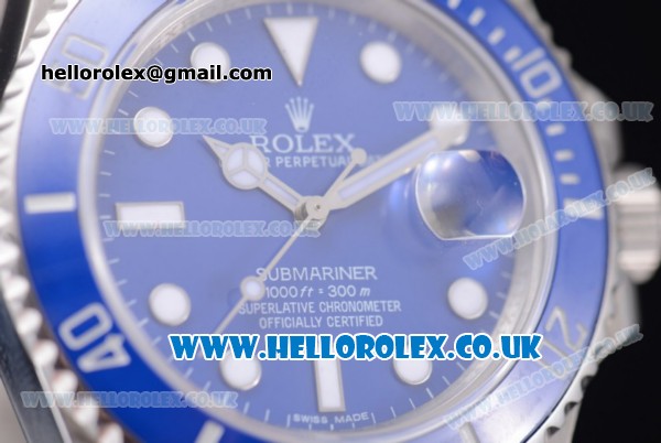 Rolex Submariner Swiss ETA 2836 Automatic Stainless Steel Case/Bracelet with Blue Dial and Dot Markers (BP) - Click Image to Close