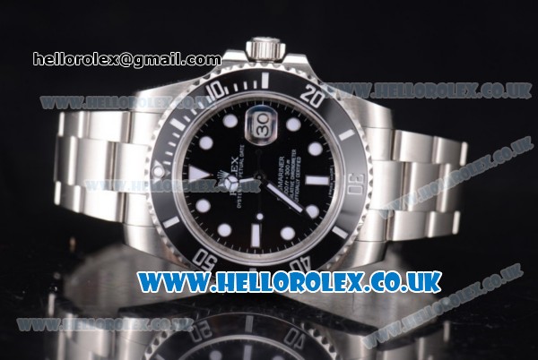 Rolex Submariner Swiss ETA 2836 Automatic Stainless Steel Case/Bracelet with Black Dial and Dot Markers (BP) - Click Image to Close