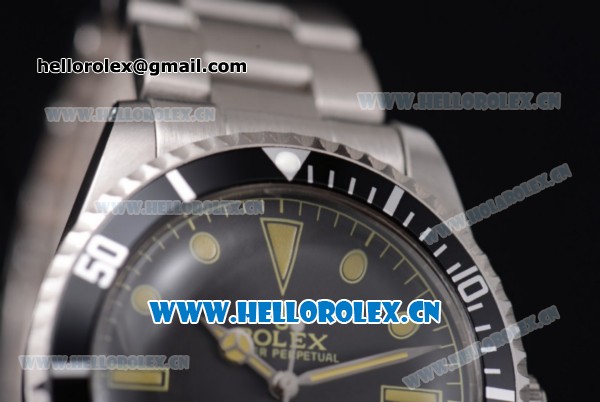 Rolex Submariner Vintage 1950's Asia 2813 Automatic Stainless Steel Case/Bracelet with Black Dial and Dot Markers - Click Image to Close