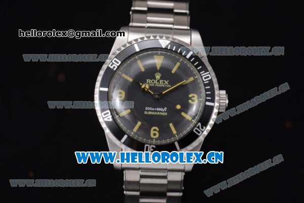 Rolex Submariner Vintage 1950's Asia 2813 Automatic Stainless Steel Case/Bracelet with Black Dial and Stick/Arabia Numeral Markers - Click Image to Close