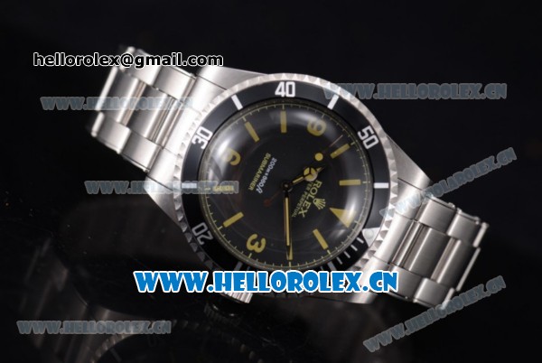 Rolex Submariner Vintage 1950's Asia 2813 Automatic Stainless Steel Case/Bracelet with Black Dial and Stick/Arabia Numeral Markers - Click Image to Close