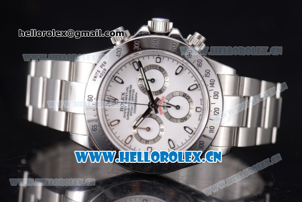 Rolex Daytona Chronograph Clone Rolex 4130 Automatic Stainless Steel Case/Bracelet with White Dial and Stick Markers (EF) - Click Image to Close