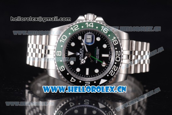 Rolex GMT-Master II Vintage Swiss ETA 2836 Automatic Stainless Steel Case/Bracelet with Dot Markers and Black Dial - Click Image to Close