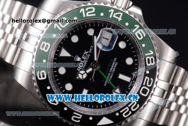 Rolex GMT-Master II Vintage Swiss ETA 2836 Automatic Stainless Steel Case/Bracelet with Dot Markers and Black Dial - Click Image to Close