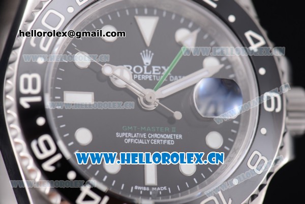 Rolex GMT-Master II Swiss ETA 2836 Automatic Stainless Steel Case/Bracelet with Black Dial and Dot Markers - Click Image to Close