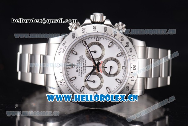 Rolex Daytona Chronograph Clone Rolex 4130 Automatic Stainless Steel Case/Bracelet with White Dial and Stick Markers (EF) - Click Image to Close